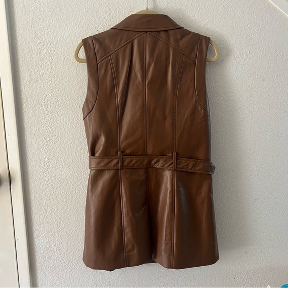 ELIE TAHARI Faux Leather Tan Vest Dress Wrap - Picture 3 of 5